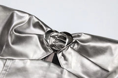 Asa Metallic Heart Tube Crop Top