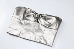 Asa Metallic Heart Tube Crop Top