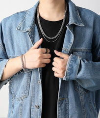 Jungkook Silver Double-Layer Chain Necklace