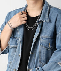 Jungkook Silver Double-Layer Chain Necklace