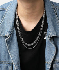Jungkook Silver Double-Layer Chain Necklace