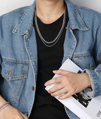 Jungkook Silver Double-Layer Chain Necklace