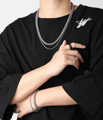 Jungkook Silver Double-Layer Chain Necklace