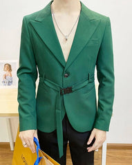 Sunghoon Noir Belted Suit Jacket