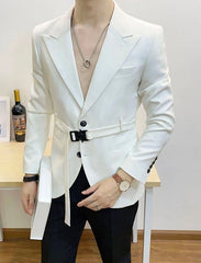 Sunghoon Noir Belted Suit Jacket