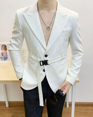 Sunghoon Noir Belted Suit Jacket