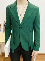 Sunghoon Noir Belted Suit Jacket