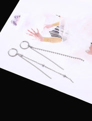Taehyung Silver Linear Drop Earrings