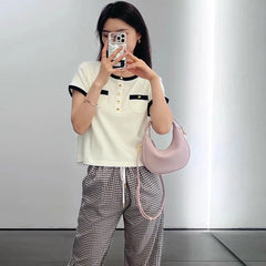 Ahyeon Contrasting Linings Gold T-Shirt