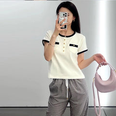 Ahyeon Contrasting Linings Gold T-Shirt