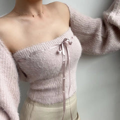 Wonyoung Knitted Tube Top And Cardigan