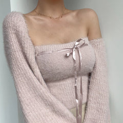 Wonyoung Knitted Tube Top And Cardigan