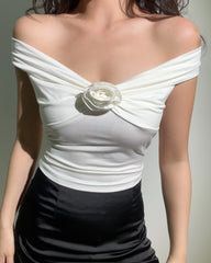 Asa Ruched Flower Top