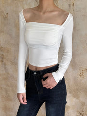 Karina White Ruched Top