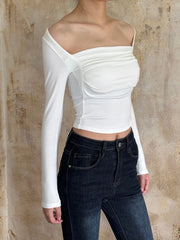 Karina White Ruched Top