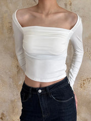 Karina White Ruched Top