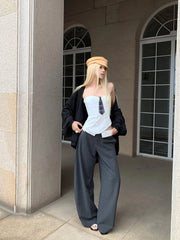 Asa Plaid Necktie Detail Corset Top