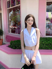 Asa Sailor Collar Crop Top And Skirt Set