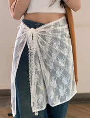 Iroha White Floral Lace Skirt