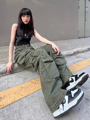 Yeji Army Green Cargo Jeans