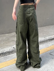 Yeji Army Green Cargo Jeans