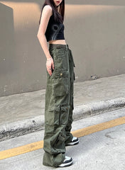 Yeji Army Green Cargo Jeans