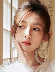 Yuna Gold Diamond Embezzled Hoop Earrings