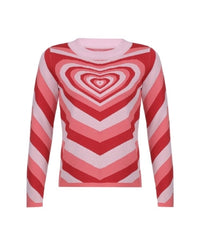 Yuna Pink Heart Wave Sweater