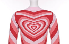 Yuna Pink Heart Wave Sweater