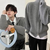 Sunghoon Ash Ribbed Zip-Up Cardigan