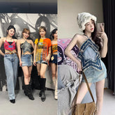 Chaewon Star Denim Crop Top