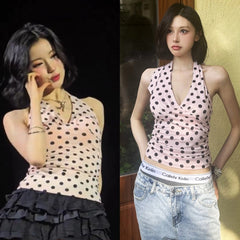 Asa Pink Polka Dot Halter Top