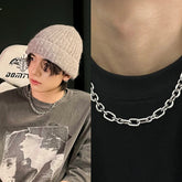 Heeseung Silver Rhinestone Chain Necklace