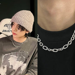 Heeseung Silver Rhinestone Chain Necklace