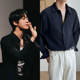 Black Pleated Textured Shirt | Jin – BTS