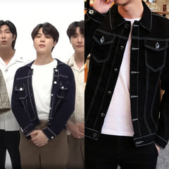 Jimin Noir Contrast Stitch Denim Jacket