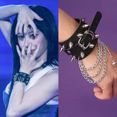 Chaeryeong Black Spiked Chain Bracelet