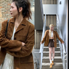 Rami Brown Suede Blazer Jacket