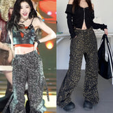 Chaeryeong Brown Leopard Print Cargo Pants