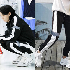 Suga Black Reflective Stripe Track Pants