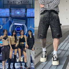 Belle Diamond Denim Shorts