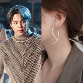 Jimin Silver Curved Stick Drop Earrings