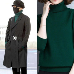 Jimin Olive Classic Turtleneck Sweater