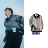 Bangchan Distressed V-Neck Sweater