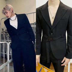 Sunghoon Noir Belted Suit Jacket