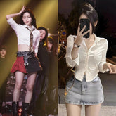 Ryujin White Slim Fit Crop Shirt