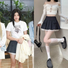 Wonhee Double Bow Pleated Skirt