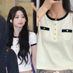 Ahyeon Contrasting Linings Gold T-Shirt