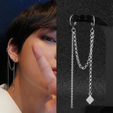 Taehyung Silver Double-Buckle Earring