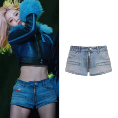 Ryujin Azure Zip Low-Rise Shorts
